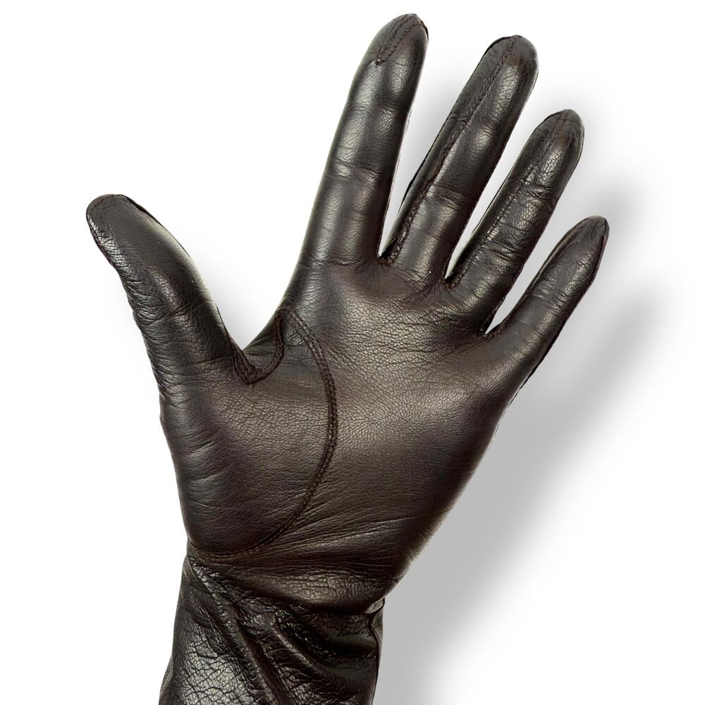 ❌SOLD❌1950's French designer black brown kid goat skin leather long gloves - Picture 6 of 14